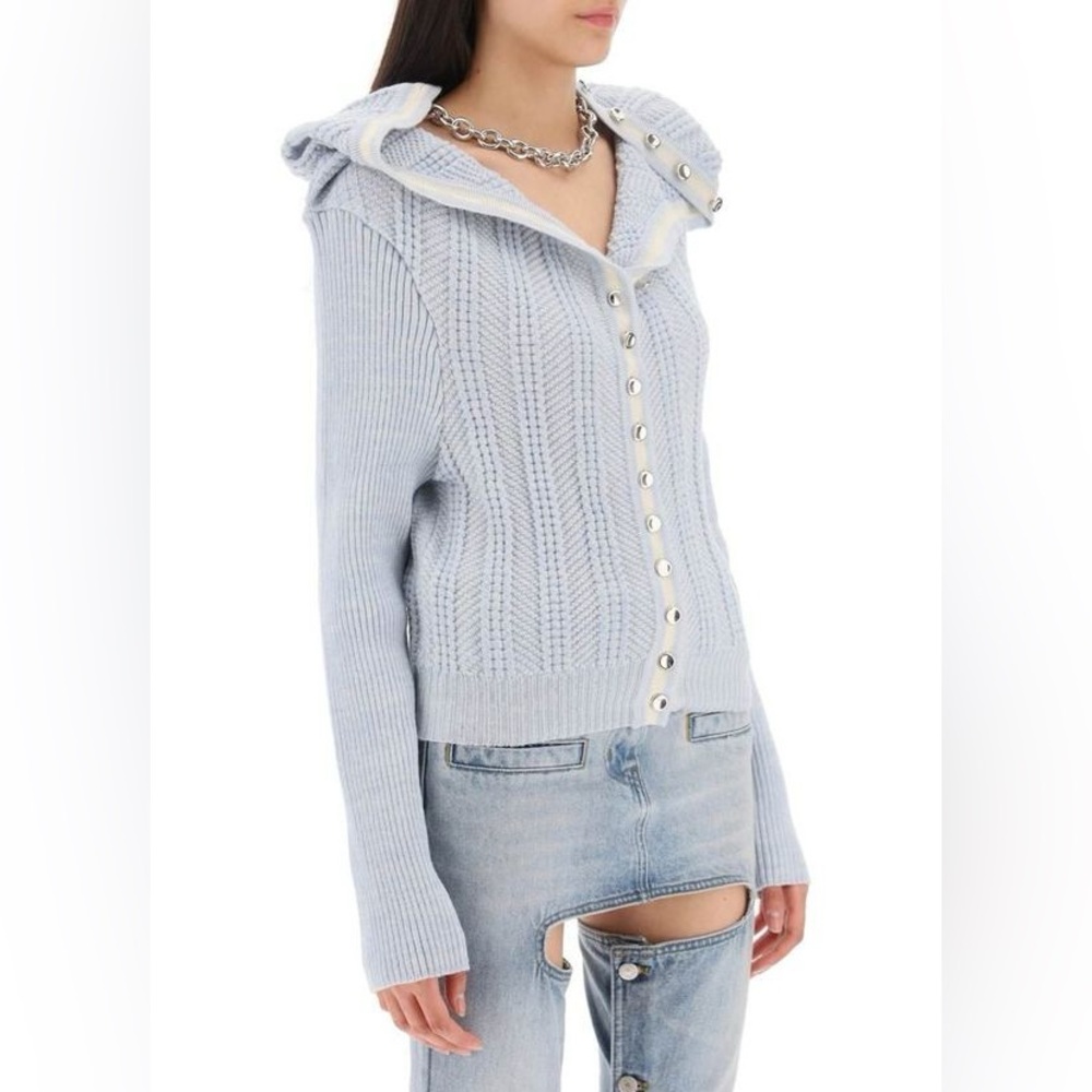 Y/Project Sweater Wool Chain Necklace Ruffle Cardigan Sz EU 36 US 4 - Picture 13 of 16